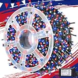 kemooie 4th of July Patriotic Decoration, 500 LED Red White and Blue Lights with 8 Modes, Outdoor Waterproof String Lights for Fourth of July, Memorial Day, Independence Day Decor