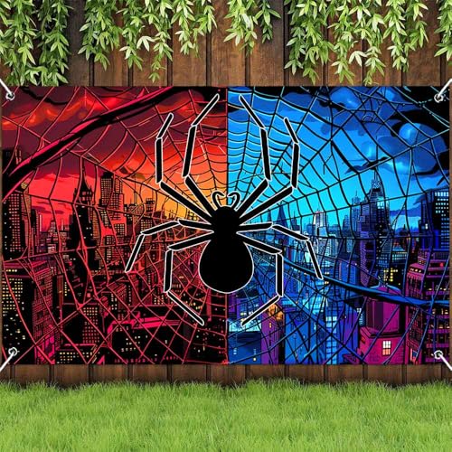 Fondo psicodélico oscuro araña 6x4FT para fiestas miniatura 4