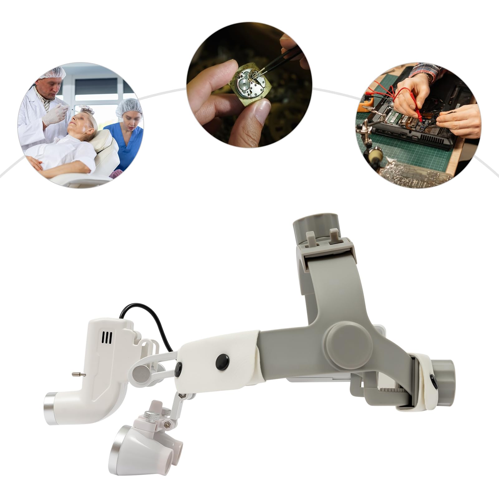 Lunettes loupes chirurgicales LED 5 W - Lampe frontale - Loupe optique 3,5x - Loupe binoculaire pour chirurgie, cosmétique, chirurgie plastique