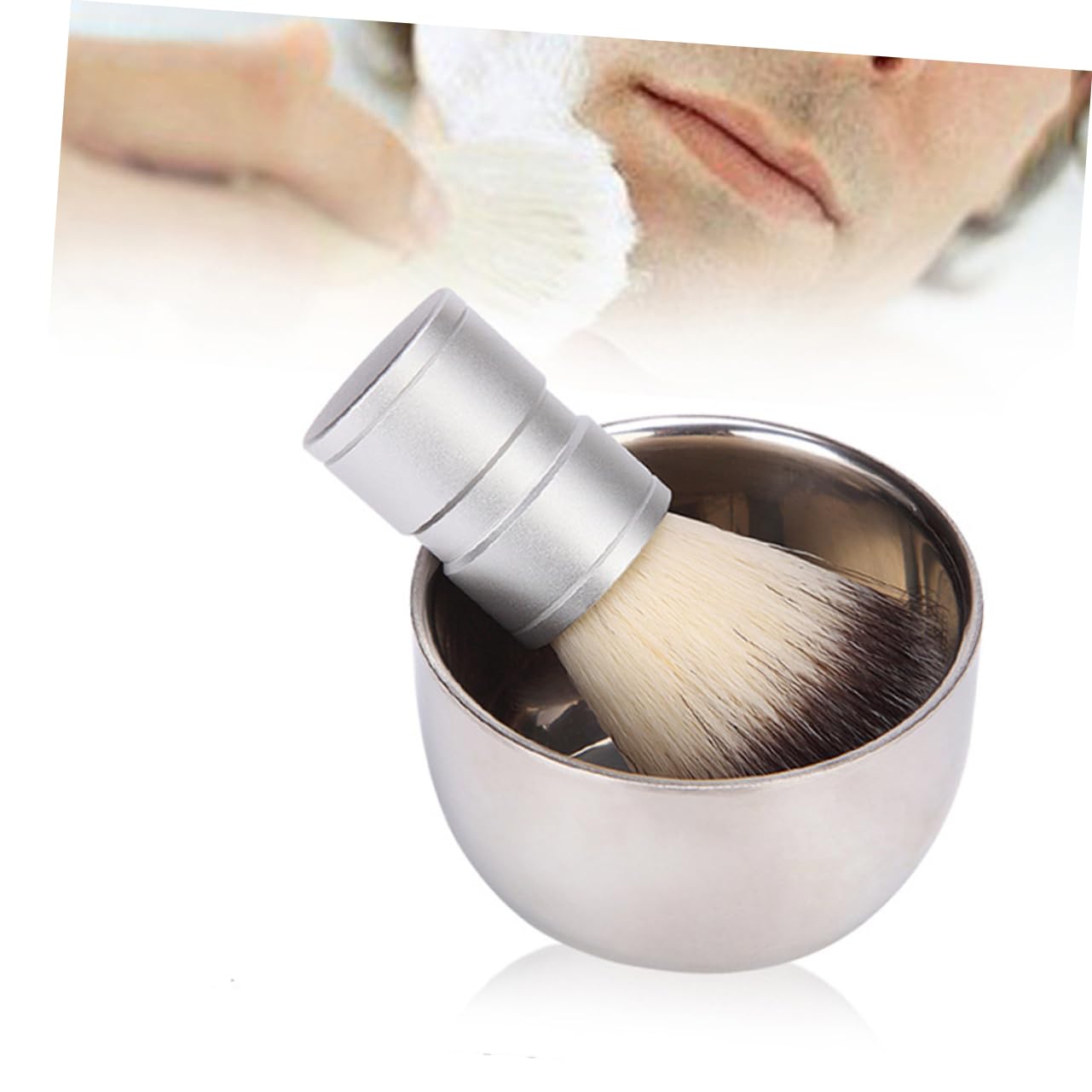 FRCOLOR 2pcs Men's Beard Brush Cleaning Kit Nylon Beard Brush Stainless Steel Bowl Gentle Face Cleaning for Bearded Guys