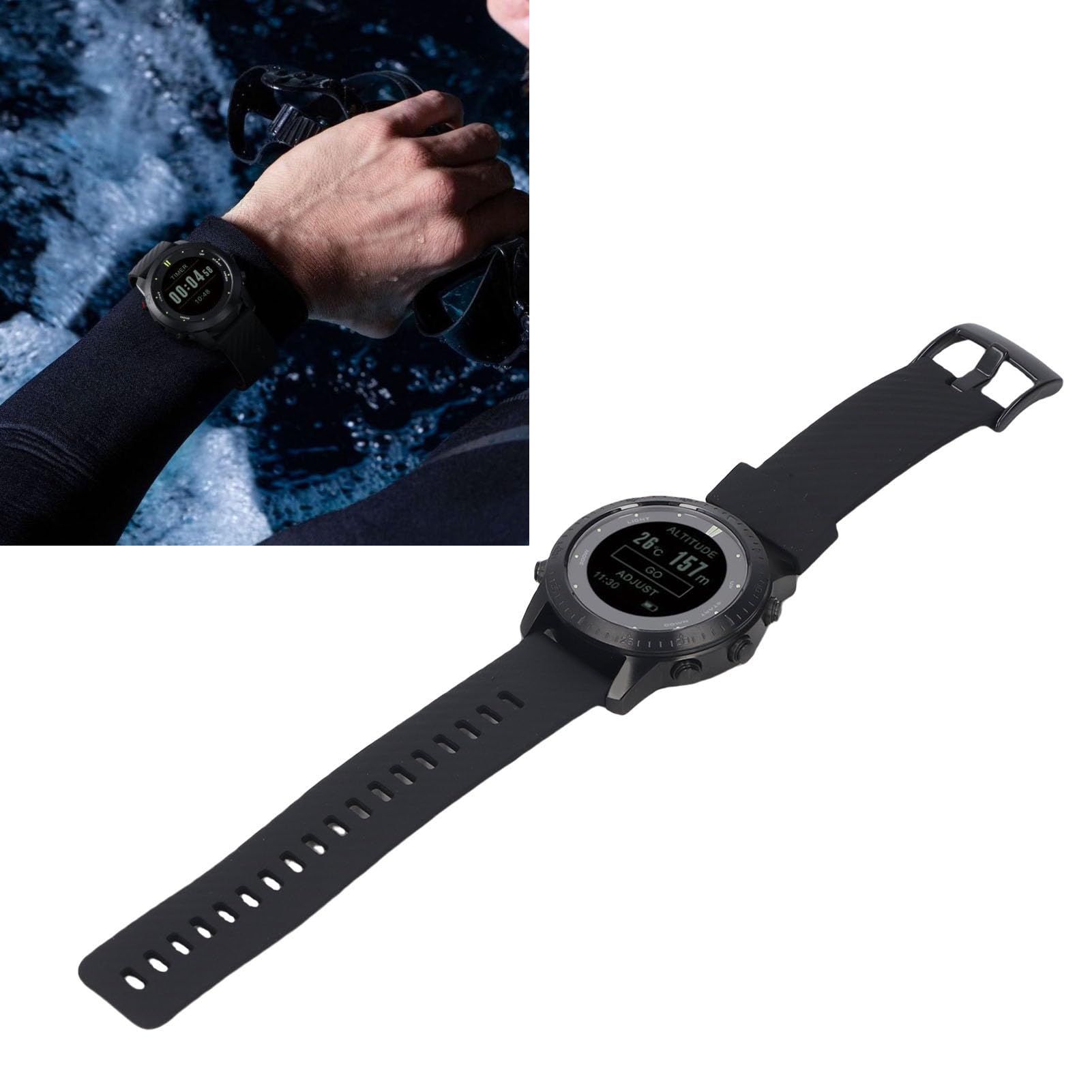 Pongnas Reloj con Computadora de Buceo - Computadora de Buceo de Muñeca de 100 M con Sensor de Profundidad en Tiempo Real, Temporizador sin Descompresión y Seguimiento Multideporte - Caja de Aleación,