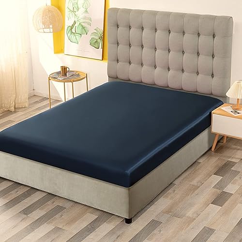 Miniatura 10 de Sfoothome Juego de sábanas de satén plateado, sábanas de satén tamaño individual, juego de sábanas de satén sedoso de bolsillo profundo con 1 sábana