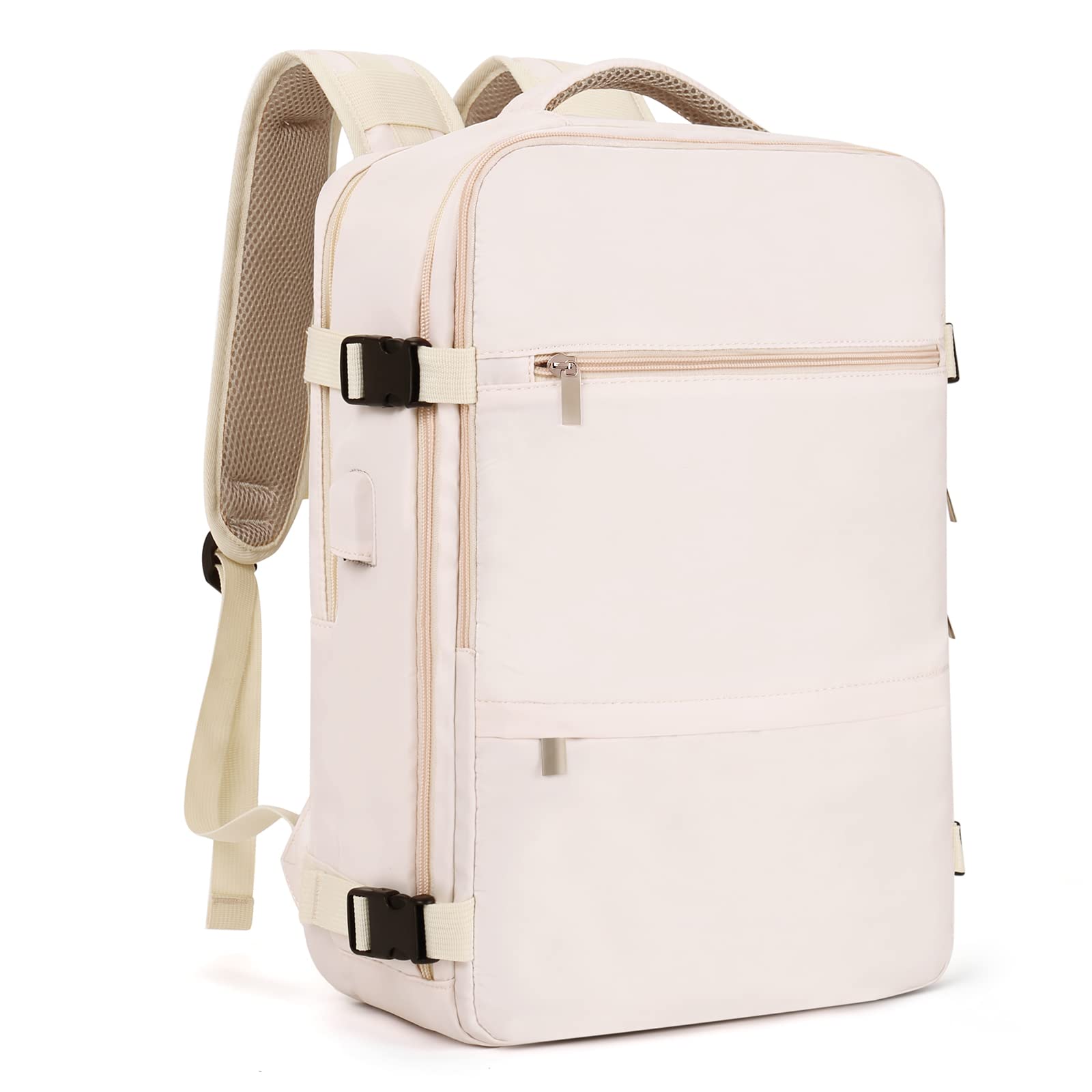 CLUCITravel Backpack for Women Carry On Backpack for 15.6" Laptop Waterproof Casual Personal Item Backpack for Weekender, Apricot Color