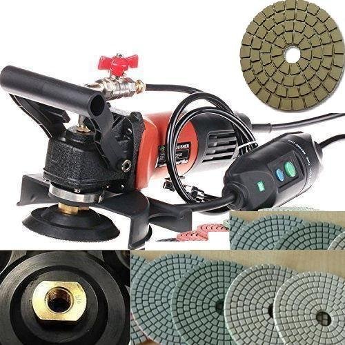 Wet Polisher Variable Speed 5" Diamond Polishing 10+1 Pad DAMO Buff Concrete Granite Marble Quartz Travertine Glass Countertop Floor Renew Lapidary Terrazzo