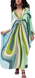 Swimsuit Cover ups Plus Size Caftans Beach Cover Up Maxi Beach Dress Vneck Batwing Sleeve Kaftan Dresses for Women - Buy now