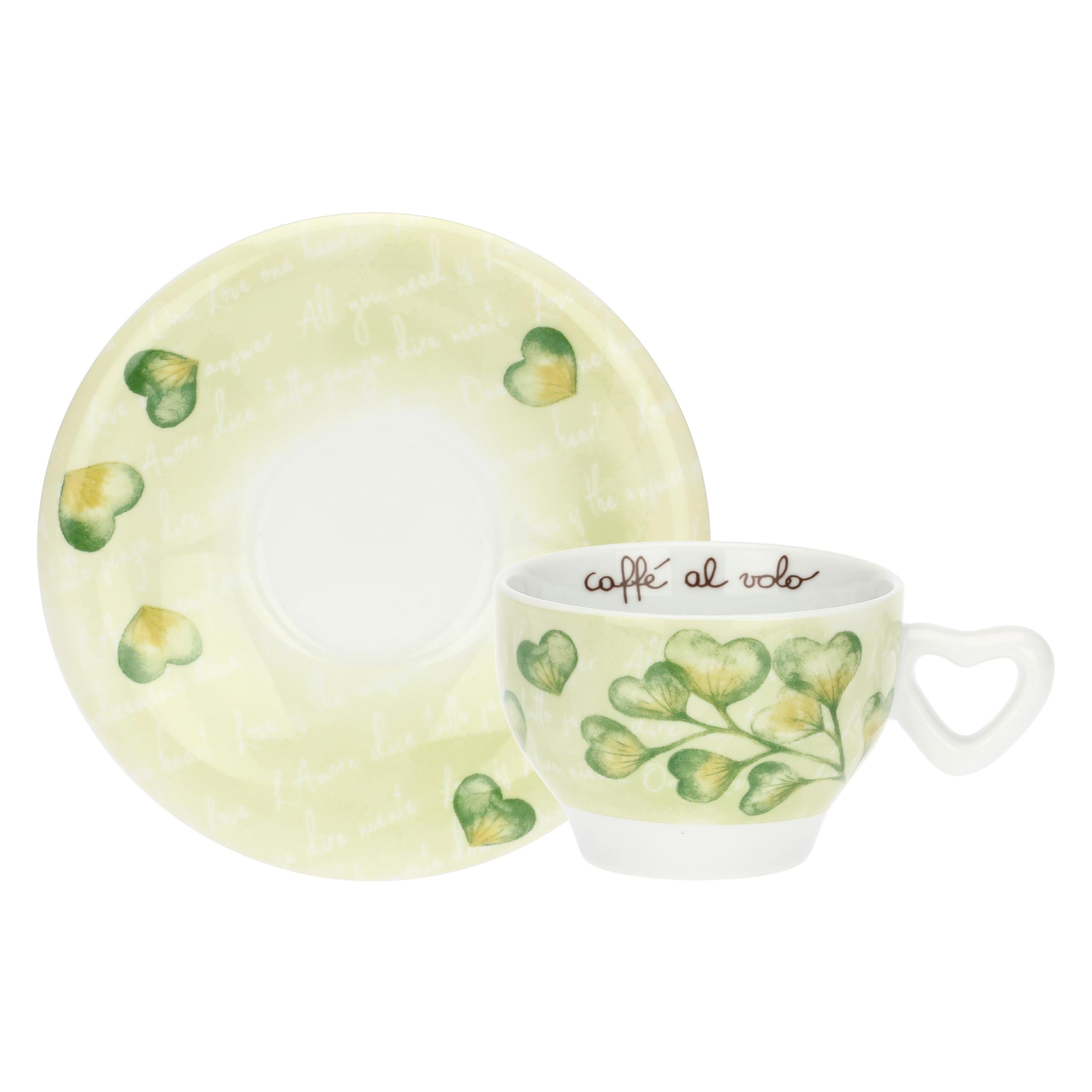 THUN - Set mit 2 Cappuccino-Tassen - Porzellan - Kollektion Herzen in Blume - 13 x 6 cm