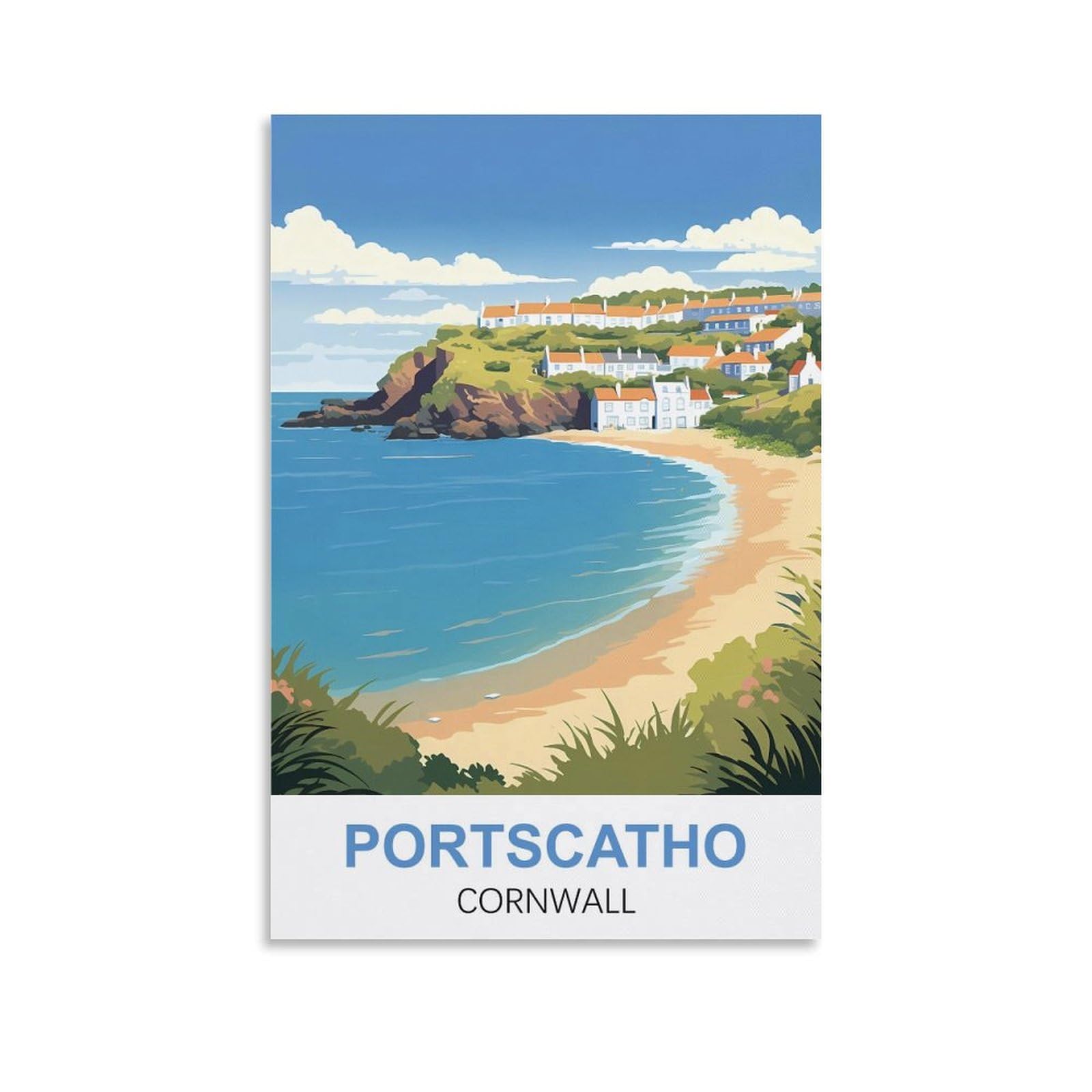 Nprzm A445 Metal Signs Poster Portscatho Cornwall Tin Signs Painting Cafe Opera House Art Wall Decoration Plaque 15X30cm