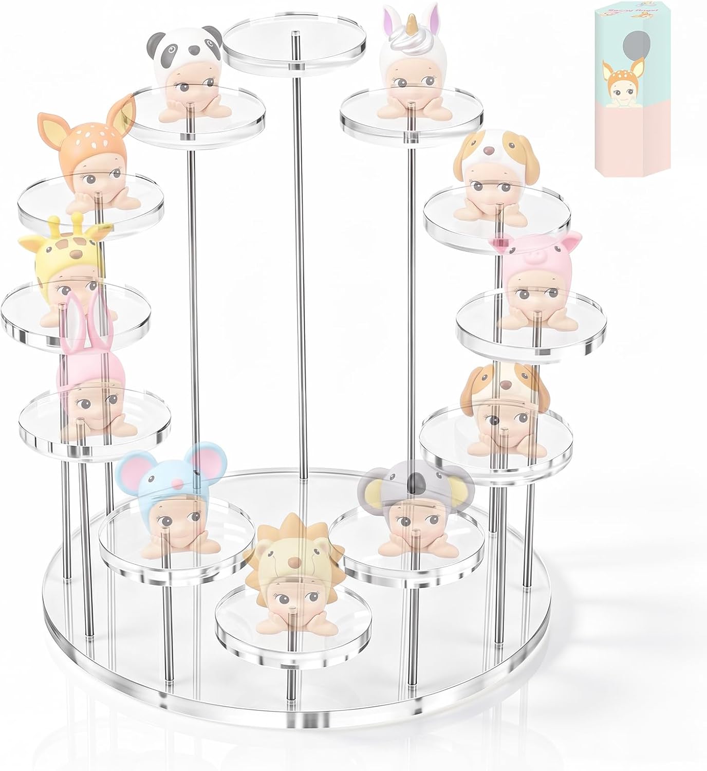 Display Stand Compatible with Sonny Angel, Acrylic 12-Slot Figure Shelf