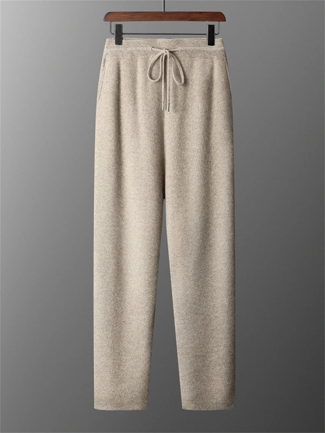 Men's 100% Cashmere Pants Winter Thicked Thermal Soft Knitted Trousers Elasticated Waist Drawstring Sweatpants