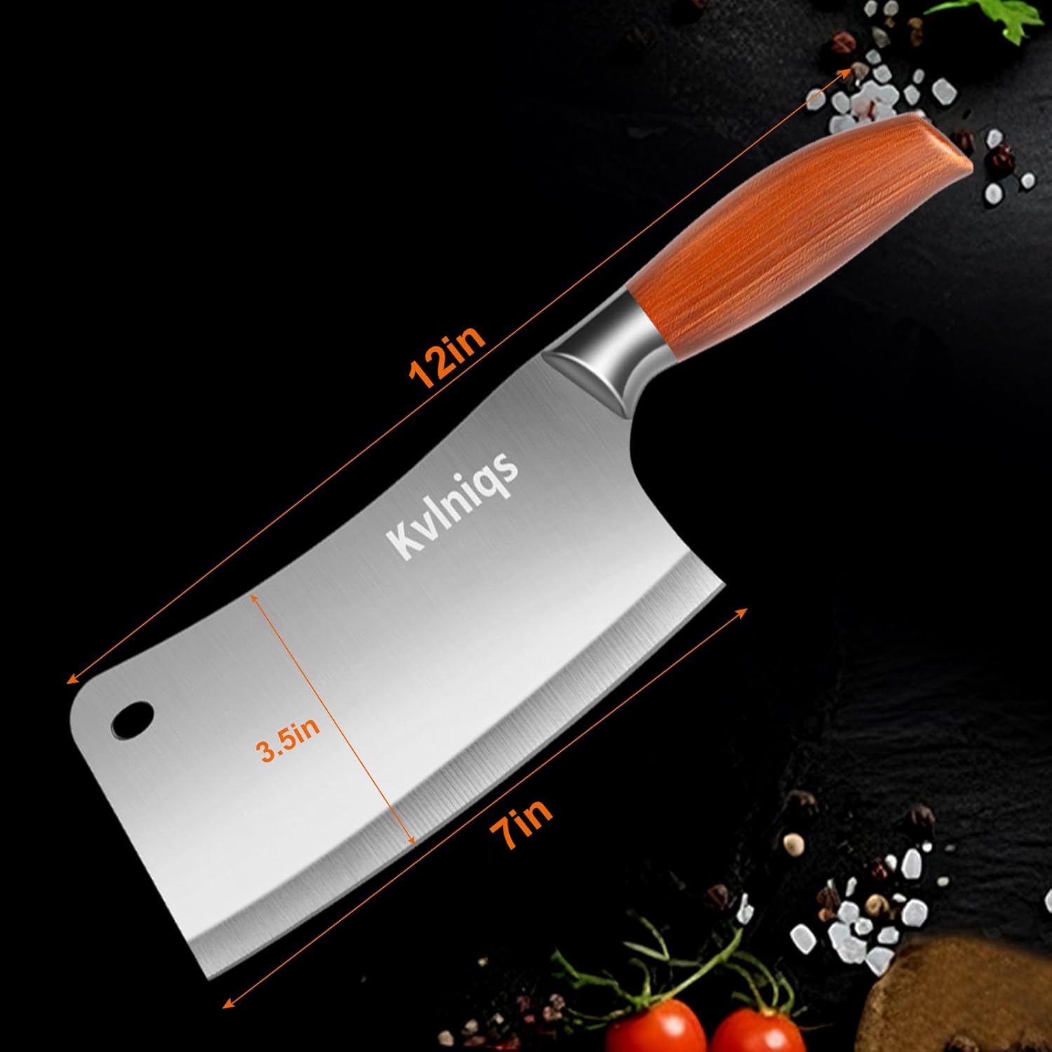 7-inch Butcher Knife Meat Cleaver, Heavy Duty Bone Chopper, Multipurpose Kitchen Chef Knife Chopping Bone, Professional Grade High Carbon Stainless Steel Blade with Full Tang Ergonomic Non-Slip Handle - Image 5