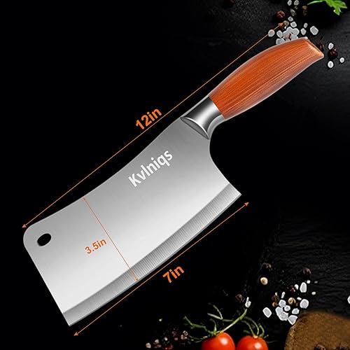 Miniatura 5 de Cuchillo de carnicero de 7 pulgadas, cortador de huesos resistente, cuchillo de chef de cocina multiusos, hoja de acero inoxidable de alto carbono