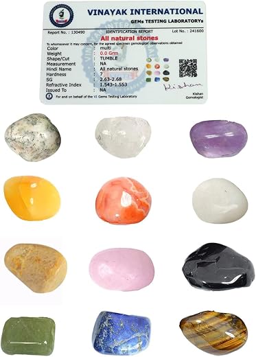 Reiki Crystal Products 12 Chakra Tumble Kit Certified Natural Crystal Tumble Stone Sets Energized by Experienced Reiki Hea...