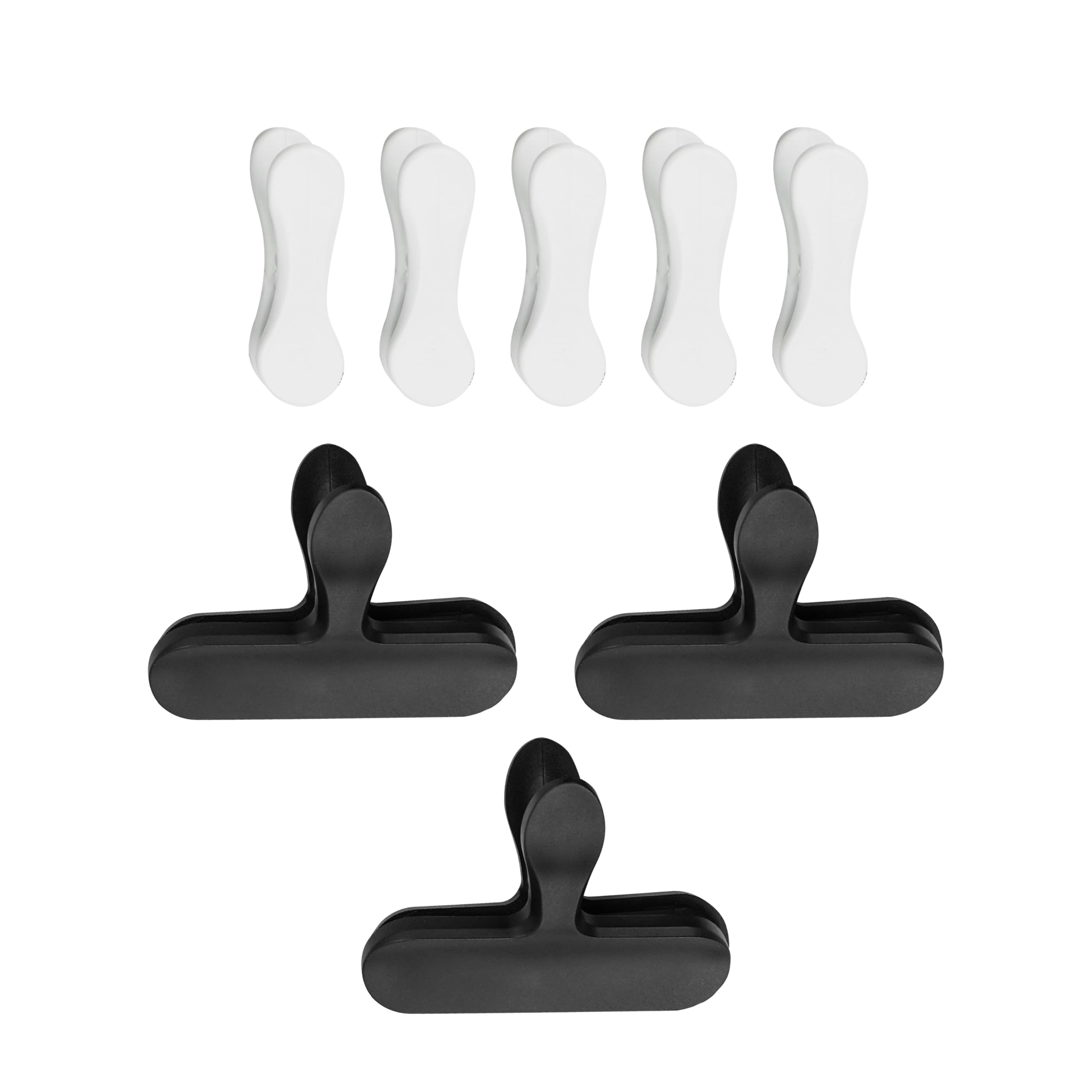 Fackelmann Plastic Bag Clips - Set of 8, Reusable Food Sealing Clips, Black & White