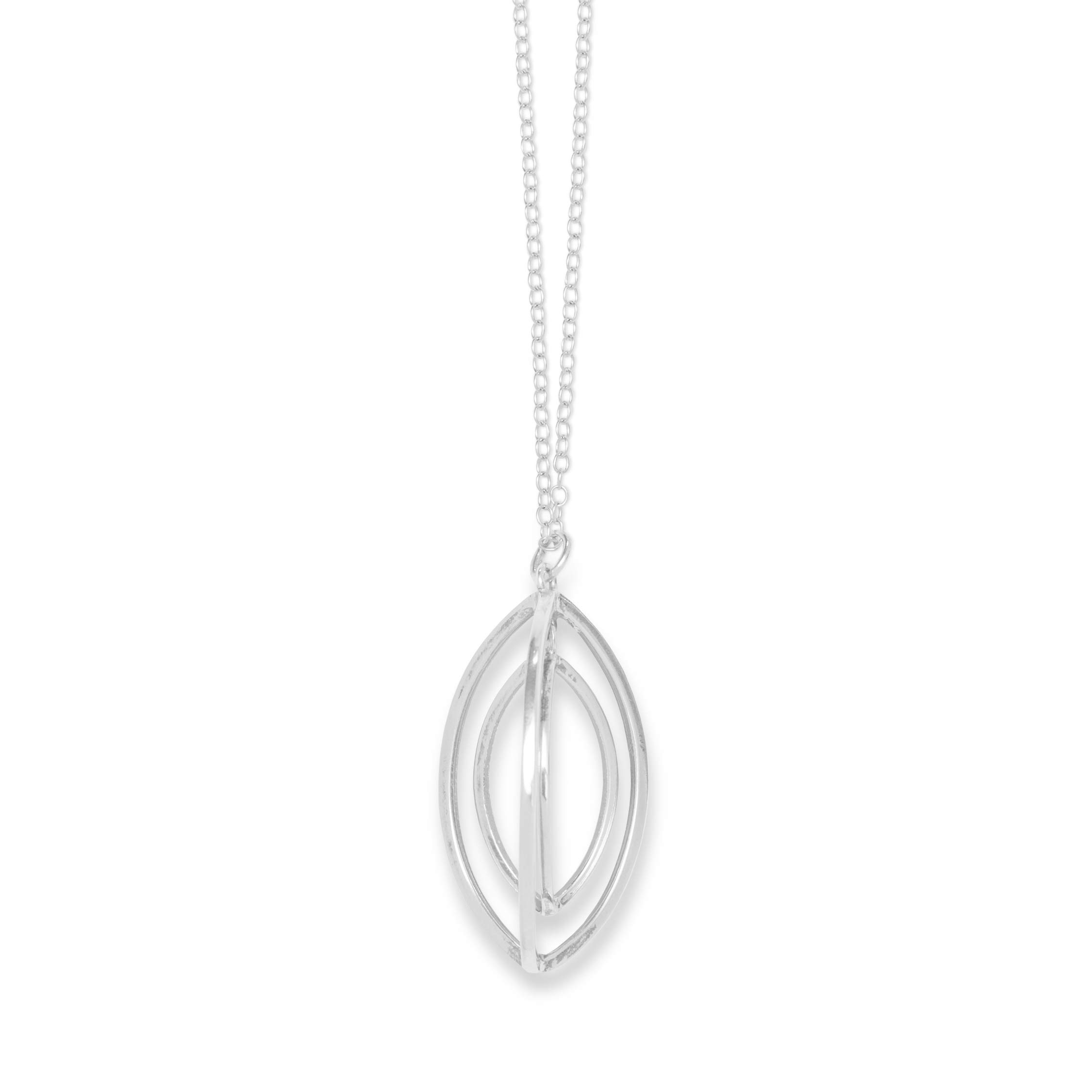 Claudia Lira JoyasCristalino Pendant Necklace 35" Long, Sterling Silver 925 Polished Finish, 3D Geometric, Handmade by