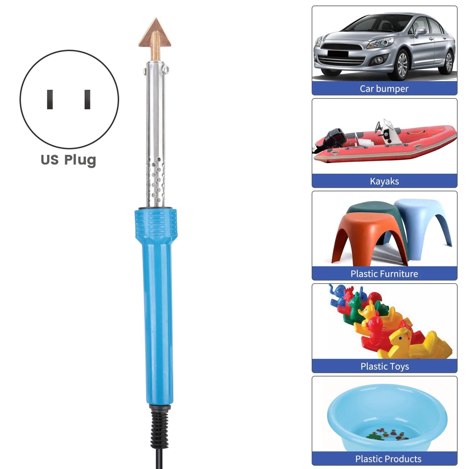 Luejnbogty 80W Plastic Welder Electric Soldering Iron for Car Bumper Repairs DIY Tool Wire Mesh,Dashboard,Kayak Welder US Plug