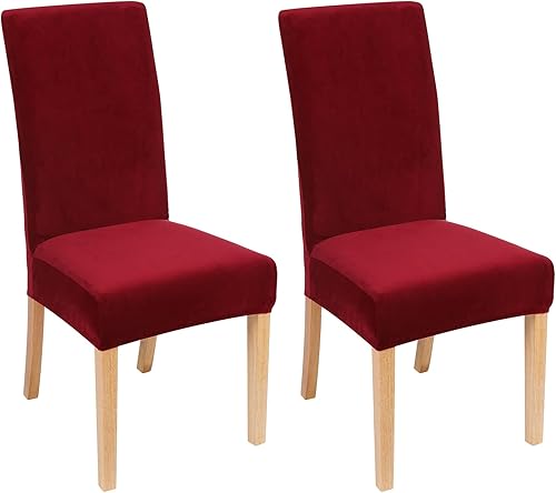 smiry - Fundas para sillas de comedor de terciopelo elástico y suave, extraíbles, Terciopelo, Beige