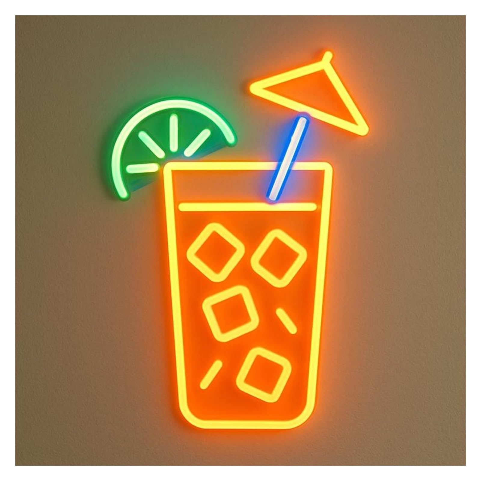 RONGCH Hanging Art Signs Cocktail Neon Sign Drink LED Light for Cocktails Nightclub Bar Bartender Birthday Party Wall Decor Dimmable Illuminated Lamp 48cm(Style C)