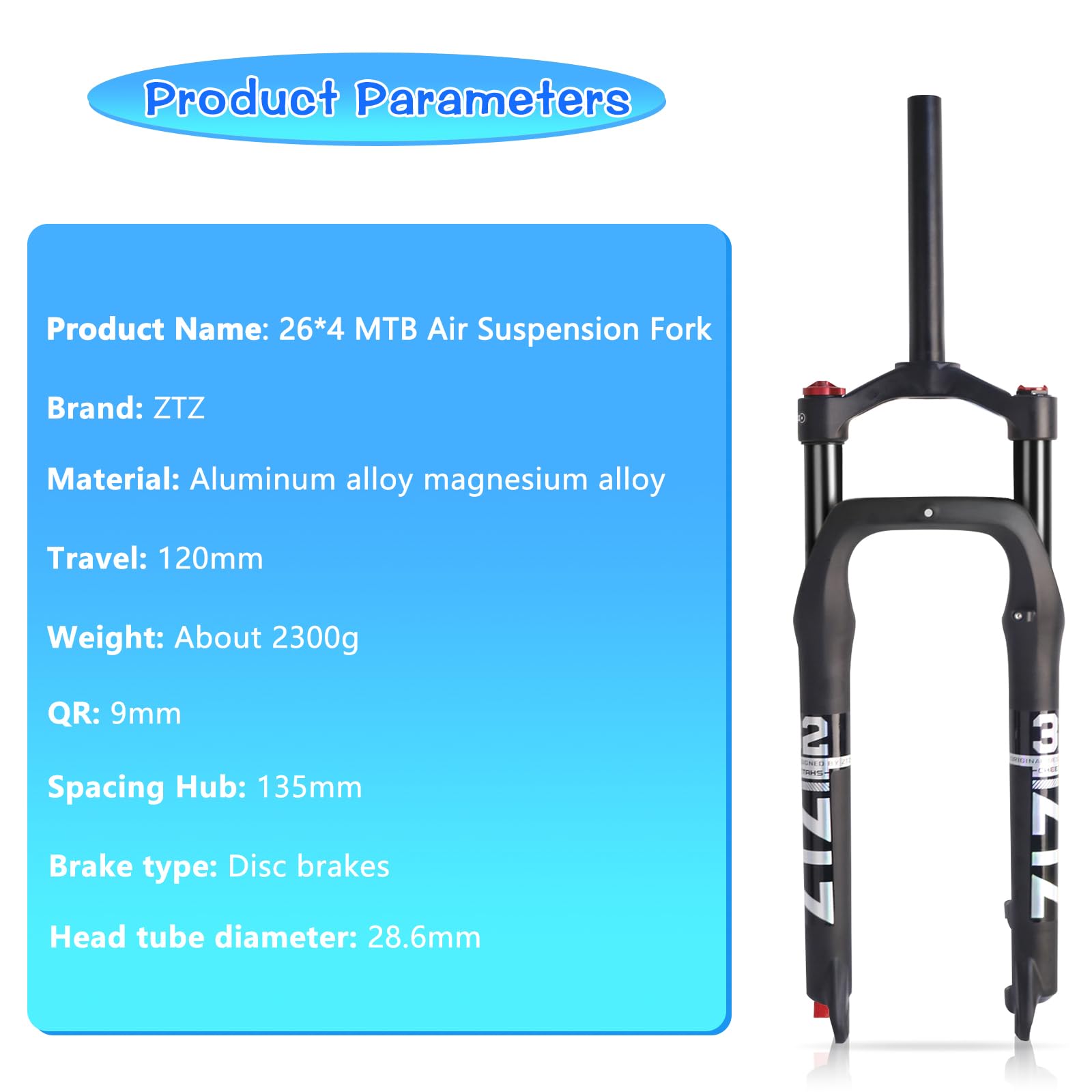 Ztz Racing Forks Snapklik.com : ZTZ 26 4.0 Inch Fat Tire MTB Air Suspension Fork ...
