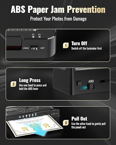 Miniatura 4 de Máquina laminadora de 13 pulgadas con recortadora de papel + 50 hojas + redondeador de esquina, modo doble calientefrío, tecnología antiatascos,