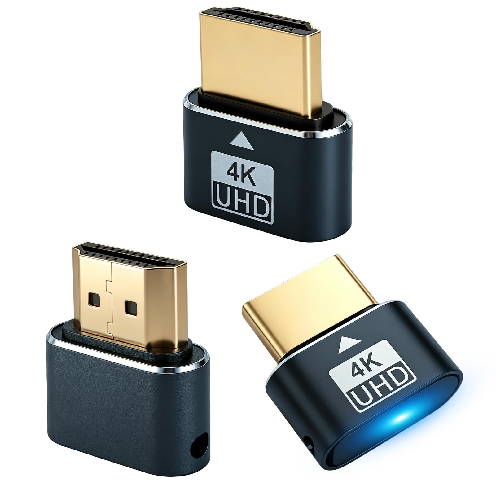 Lot de 3 HDMI Dummy Plug 4K@60Hz, Émulateur d'Affichage Virtuel pour PC, Serveur, Minage GPU