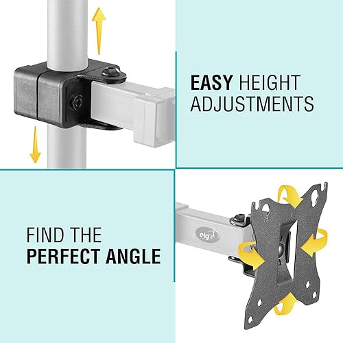 Miniatura 6 de ELG Soporte de escritorio giratorio de movimiento completo para monitor de hasta 34 pulgadas, posición de altura de brazo ajustable, soporte para