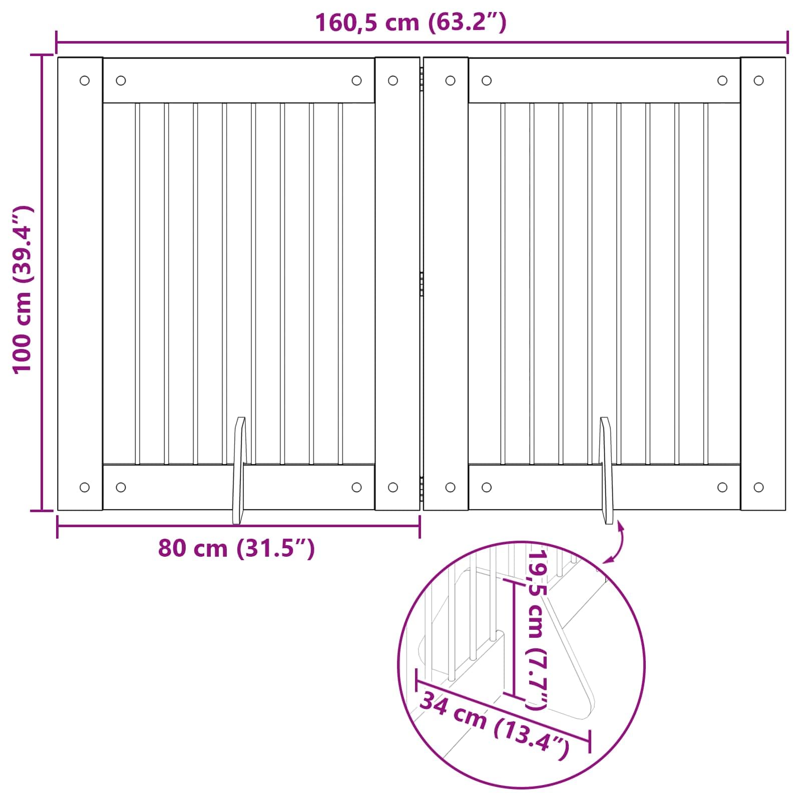 Portería plegable para perros con soporte de metal, 2 unidades, roble ahumado, 80 x 100 cm, perrera plegable y caño para interior y exterior, parque seguro para cachorros y perros