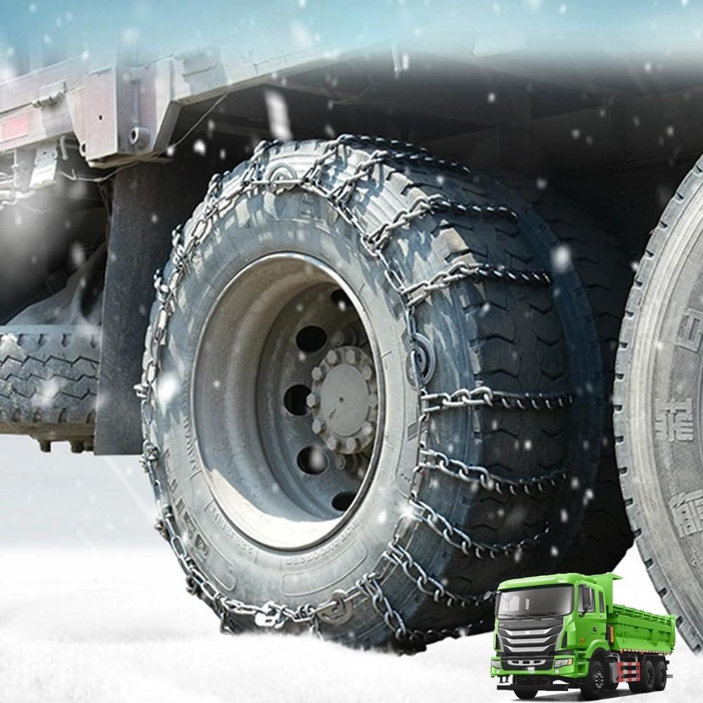 9mm Set of 2 Tire Chains for Suv ATV and Pickup Trucks Slip Snow Traction Chains Durable Manganese Emergency Grip for Icy Roads 12R22.5 2pcs 315/80R22.5