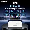 TV Box Android 14.0 2026, LEFFOT H313 4K Ultra HD para TV | 2GB RAM + 16GB ROM, control por voz, WiFi 6 2.4G y 5G, Ethernet 100M, BT 5.4 USB 3.0, RK3518 Quad-Core A53 3