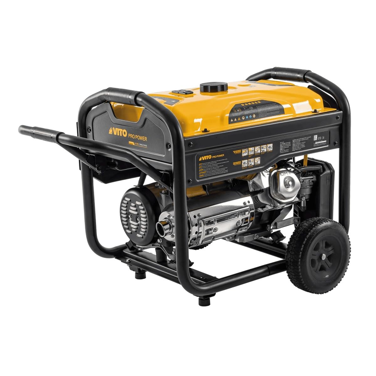 VITO - Generador Gasolina 5.5kVA 15CV Monofásico Arranque manual AVR, depósito 25L, generador eléctrico Casa Astillero