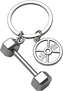[Ozozuize] ダンベルキーホルダー,ダンベルキーホルダー - ダンベルキーホルダー亜鉛合金バッグ ダンベル ペンダント ウェイト プレート ケトルベル デザイン,フィットネス愛好家、女性、男性のためのフィットネストレーナーキーリング
