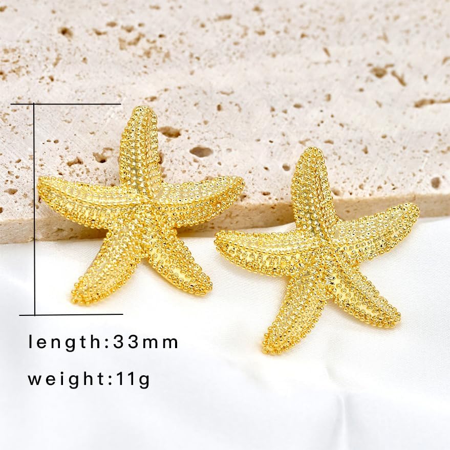 Starfish Earrings For Women,Gold Silver Summer Beach Jewelry Trendy Star Funny Starfish Earrings For Women Jewelry - Image 3