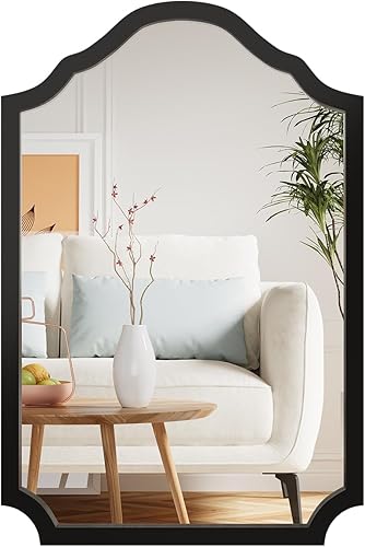 Miniatura 9 de ULIKE Espejo arqueado de madera de 24 x 36 pulgadas, espejo con marco de madera rústica para decoración de pared, espejos de pared decorativos para