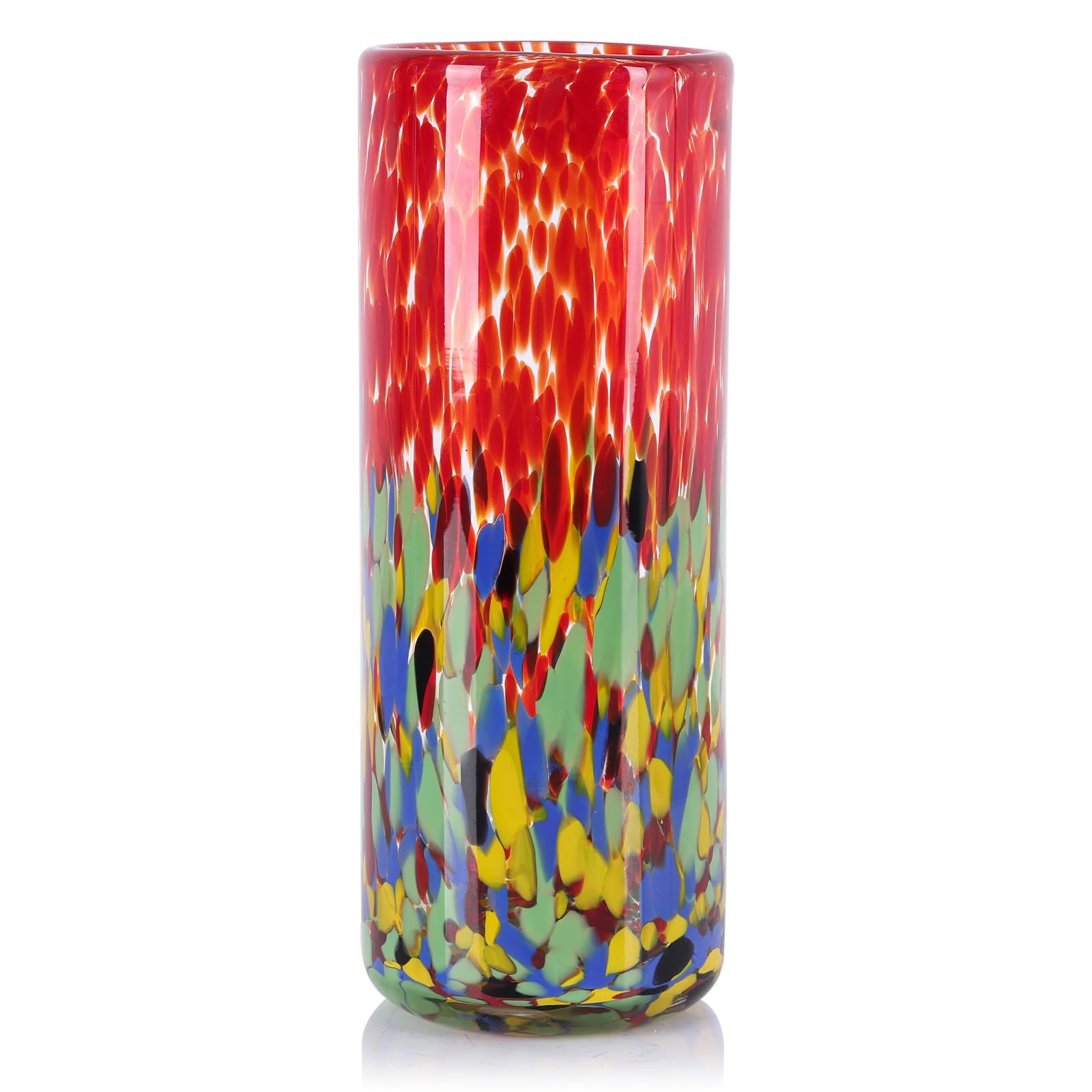 9.45in H Sea Glass Cylinder Vase Unique Hand Blown Glass Vase for Flower