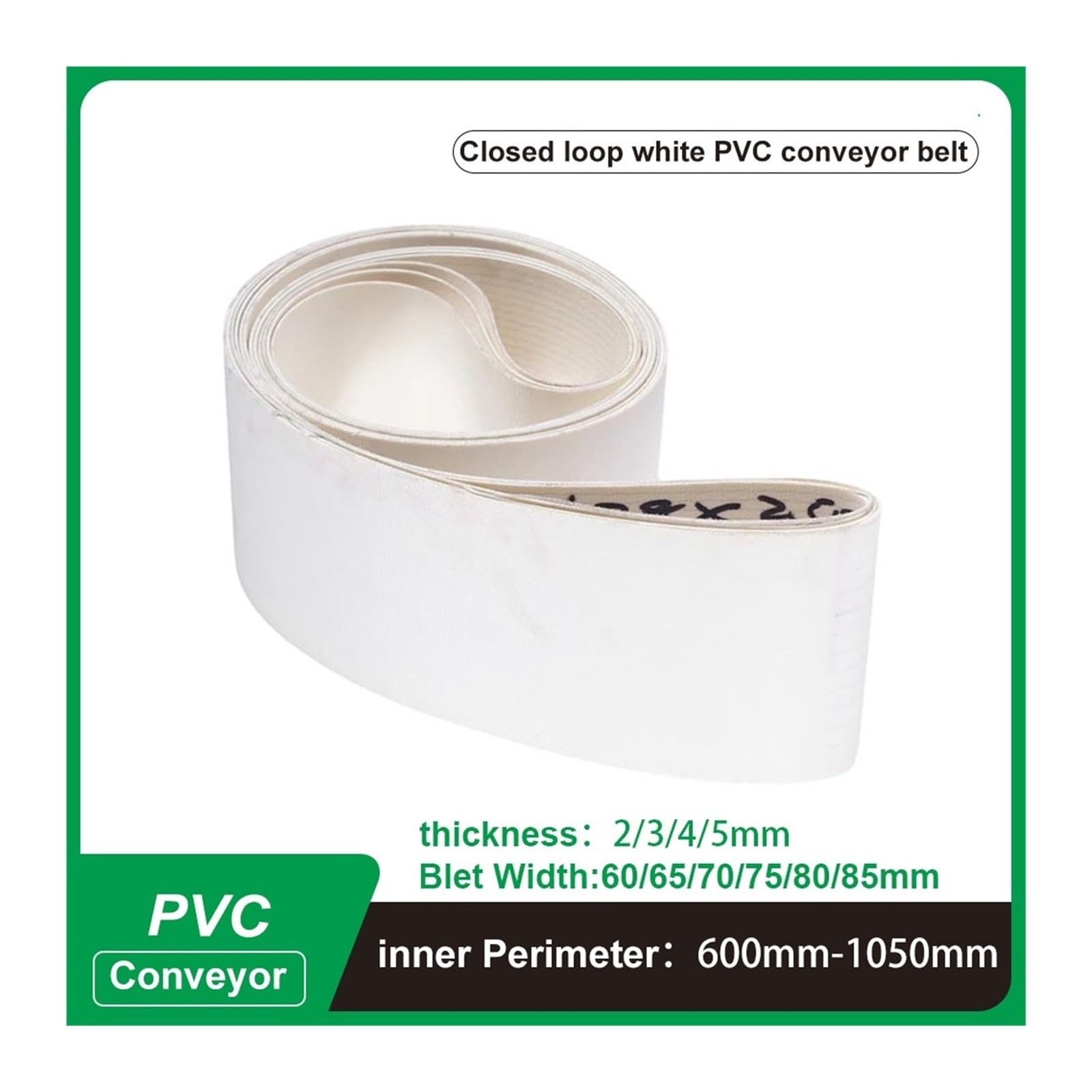 1 szt. Biały PVC przemysłowy przenośnik taśmowy obwód 600 mm-1050 mm szerokość 60/65/70/75/80/85(900mm 1mm thickness,8cm-80mm)