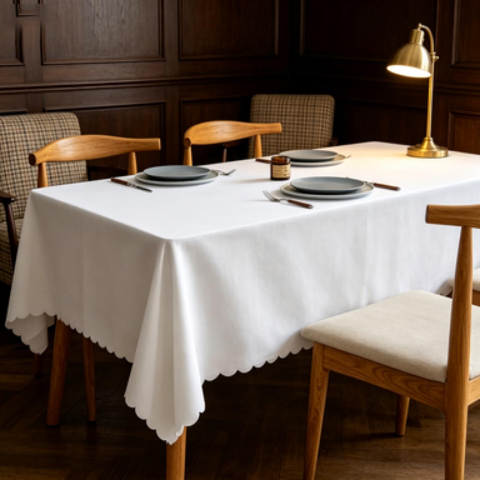 RCYONGQ Table Cloth Wipe Clean Tablecloth Water Resistant, Wipeable Rectangle Tablecloth Durable Scratch Resistant, Washable For Dining Room Kitchen Tabletop Decoration(White,110x170cm)