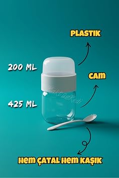 Kaşık Çatallı Cam Meyveli Yoğurt Müsli Kabı - Yemek Taşıma Ve Saklama Kabı - Öğün Bardağı 625 ML Beyaz, 7480000717855