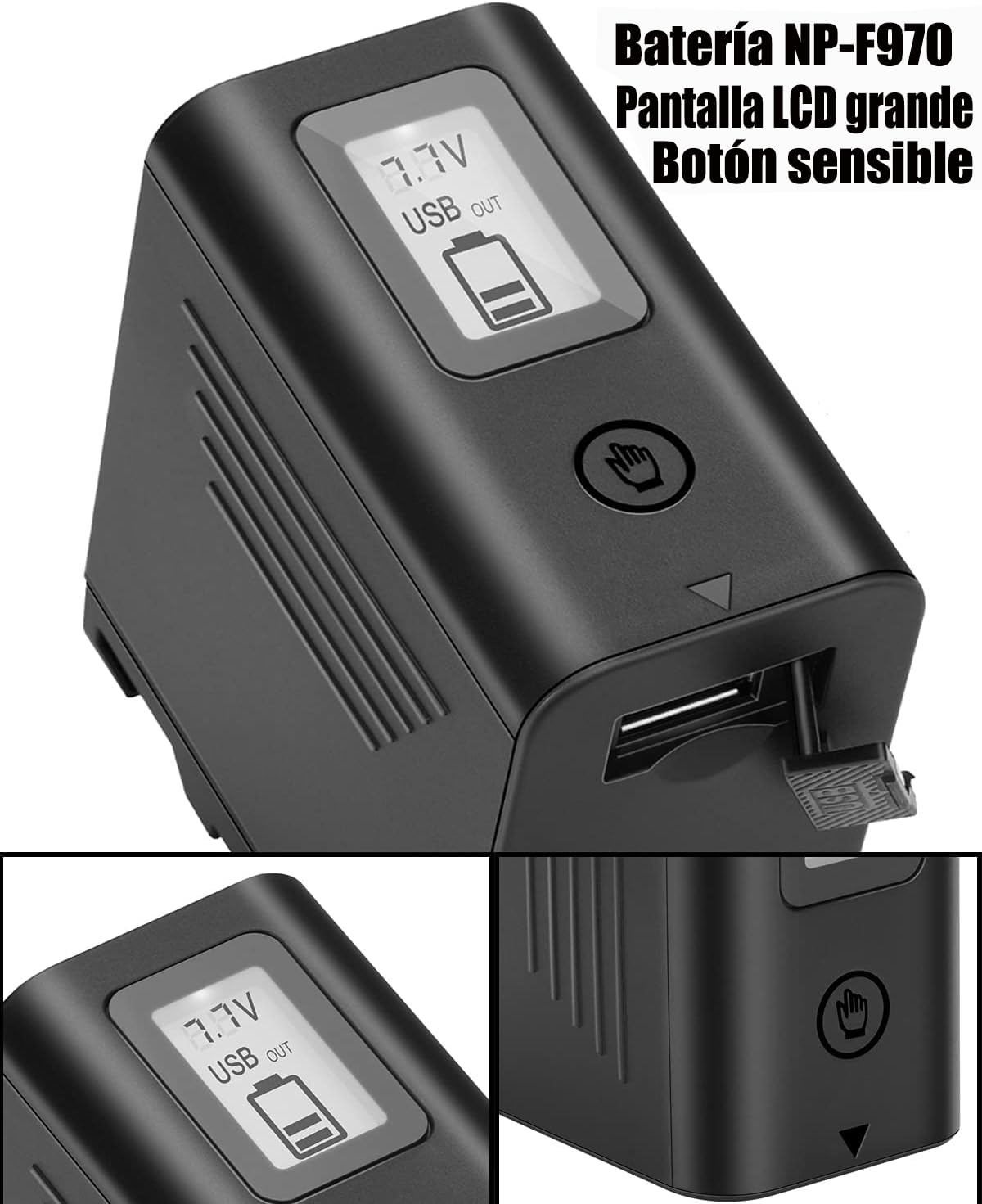 JYJZPB 2pcs 8800mAh NP-F970 Batería de Reemplazo para Sony NP-F970 NP-F960 NP-F950 F750 F770 F550 F530 F330 F570, con Pantalla LCD y Puerto de Salida USB