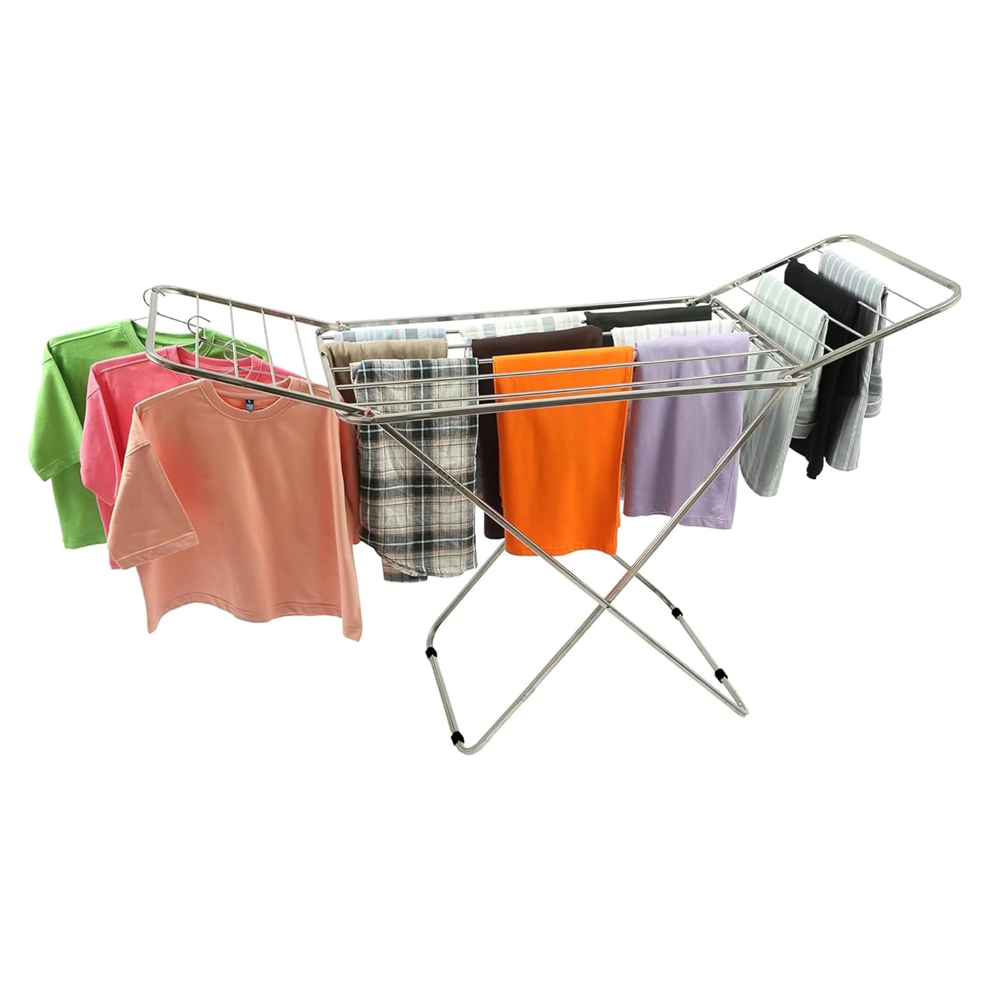 Sulfar Large Folding Clothes Airer – Stainless Steel Drying Space Laundry Durable Metal Drying Rack Multifunctional Air Dryer | Ideal for Outdoors Metal Cloth Dryer, Multi-Colour, 108x50 cm