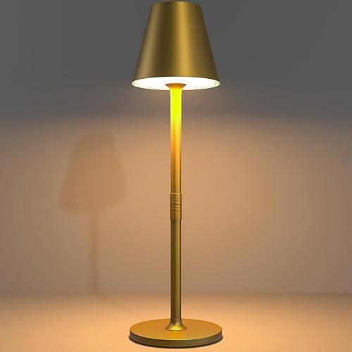 Timjorman Lámpara de mesa LED inalámbrica lámpara de escritorio de batería recargable de 4000 mAh luz nocturna de brillo de 3 niveles carcasa de