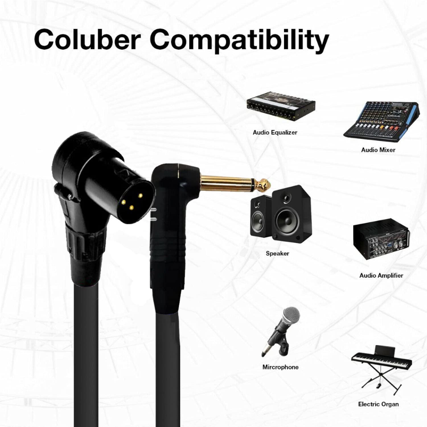 COLUBER CABLE Right Angle XLR Male to Right Angle 1/4" TS - 6 Feet - Red - Pro 3-Pin Microphone Connector for Powered Speakers, Audio Interface or Mixer for Live Performance & Recording