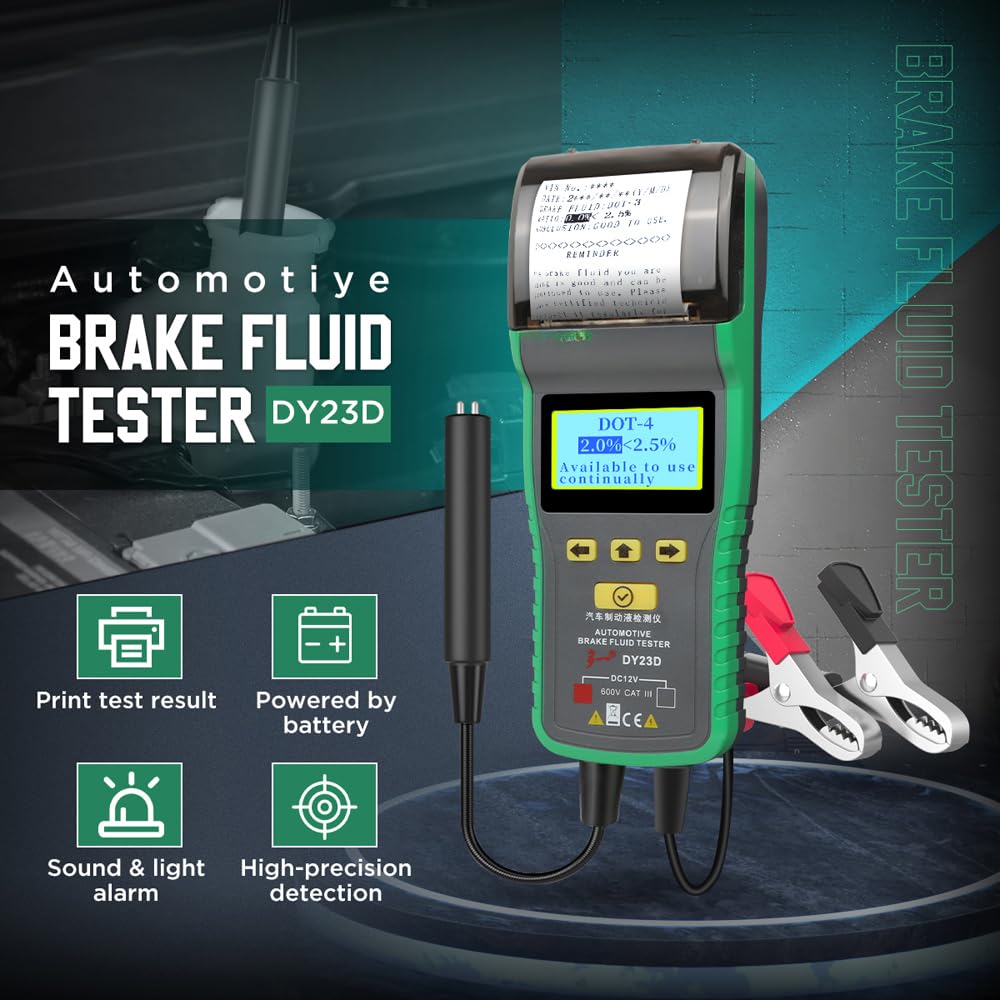 Probador de Líquido Frenos para Coche con Impresora Herramienta Precisa Prueba Contenido Agua Alarma Acústica y Visual Comprobación Vehículos