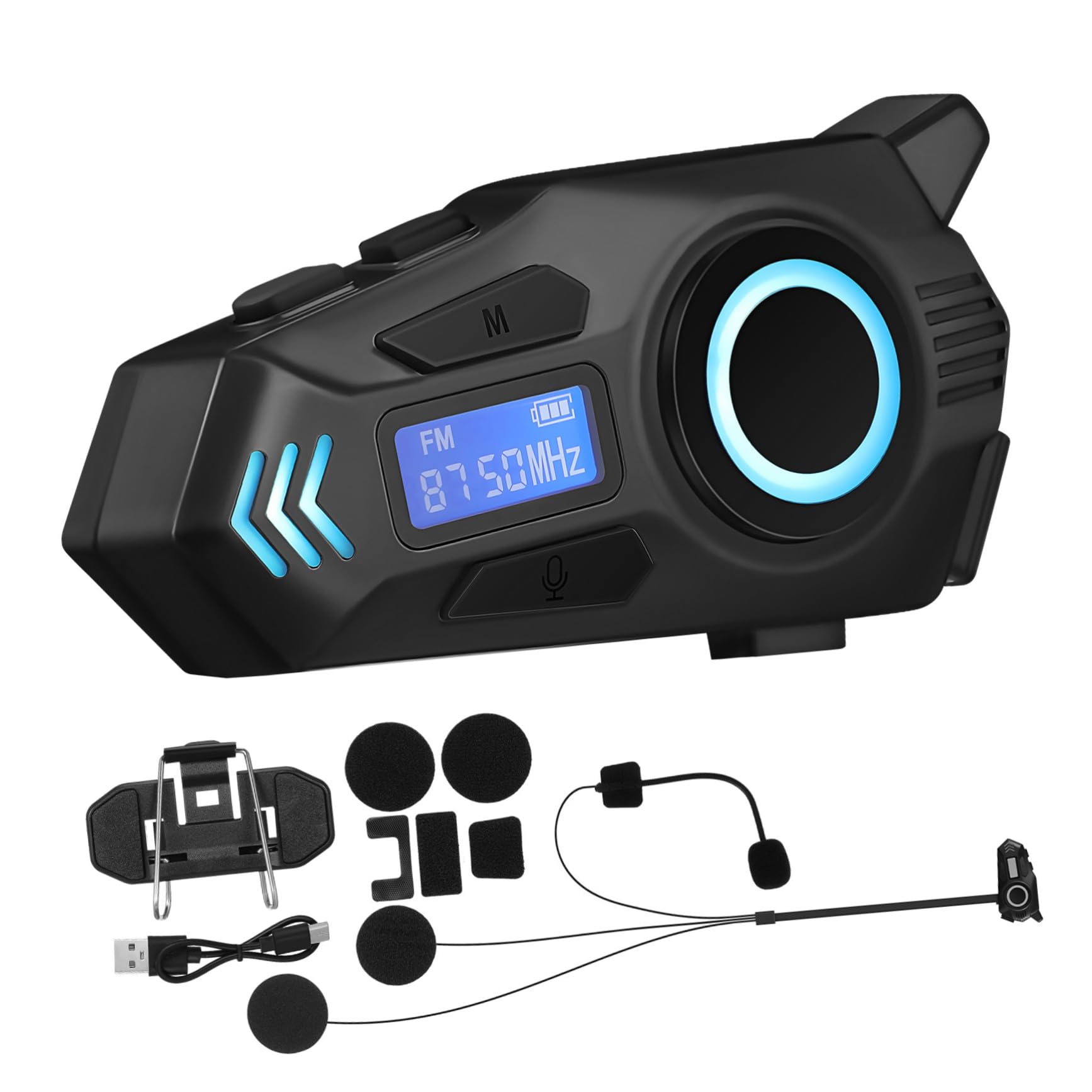 Auricolare per Casco Moto K09 6.0 Abs Nero per Chiamate Chiare