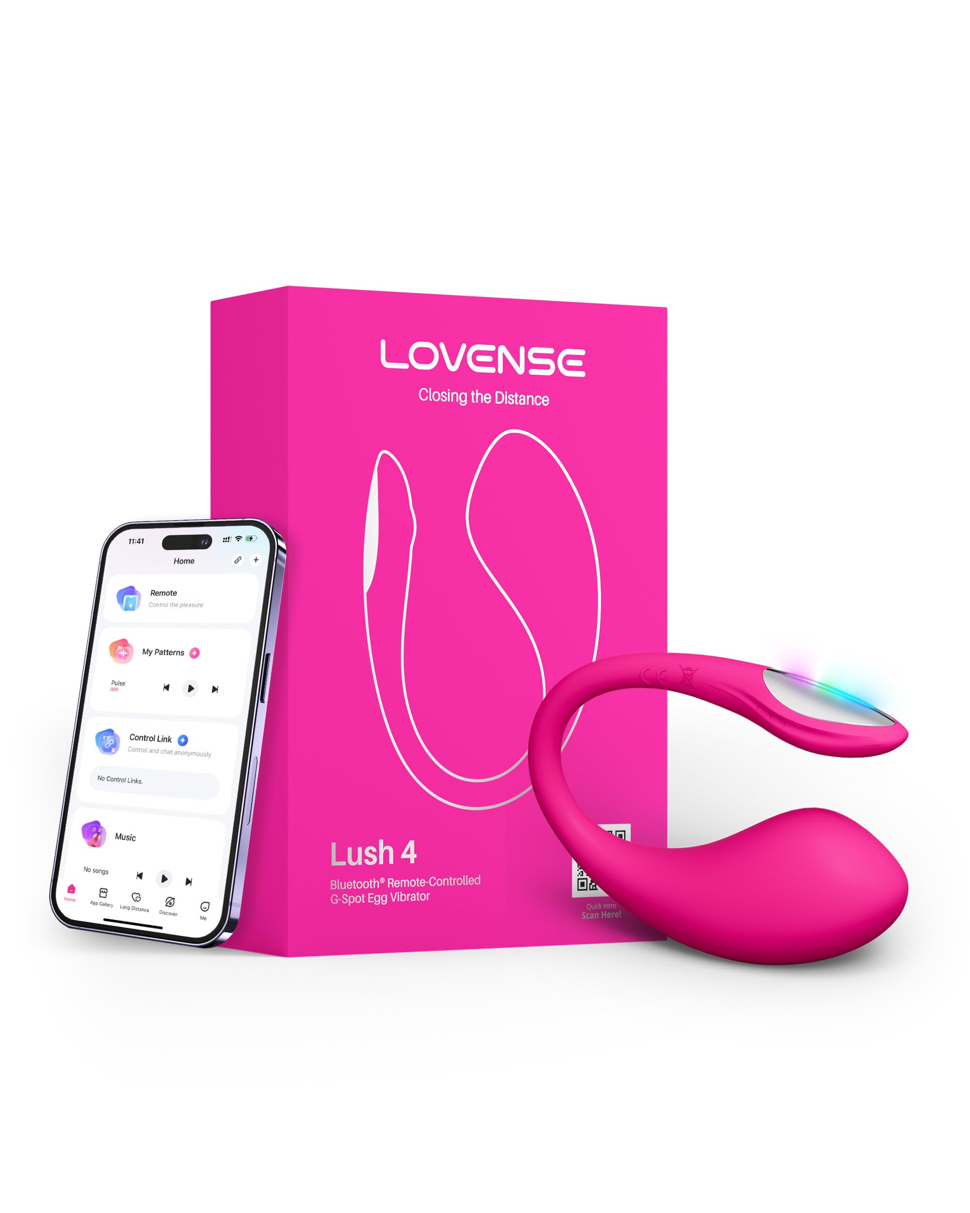 LOVENSE Lush 4 G spot Vibrator Couples Sex Toys, Powerful Wearable Egg Vibrators APP Remote Control Long Distance Adult Sex Toys & Games with LED Light, IPX7 Waterproof, Discreet, Rose