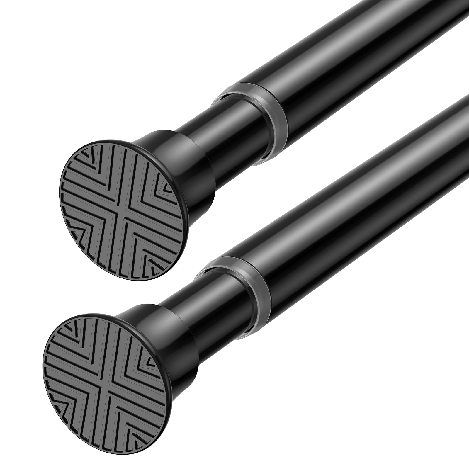 2Pcs Tension Rod 58-120cm Extendable Curtain Poles Black Adjustable Tension Rods for Curtains Shower Curtain Pole No Drilling Spring Tension Rod for Window,Wardrobe and Bathroom