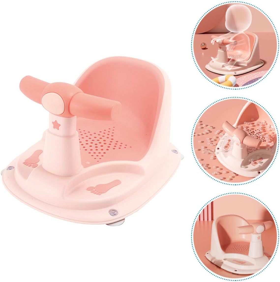 Seat for Tub Ergonomic Design Lightweight Portable Adorable Footprint Style for Boy Girl Crafted from Durable TPE Materials Fun Bath Experience