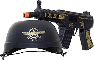 Military Simulation Helmet and Rifle Set 2pcs 30X22X22Cm Black