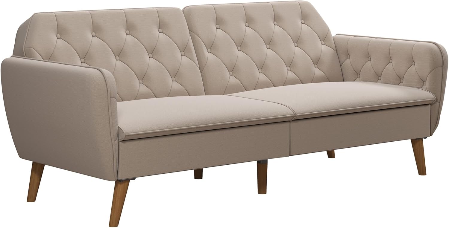 Novogratz Tallulah Memory Foam Futon Couch Bed, Futon Sofa Bed - Tan Basket Weave(incomplete) 