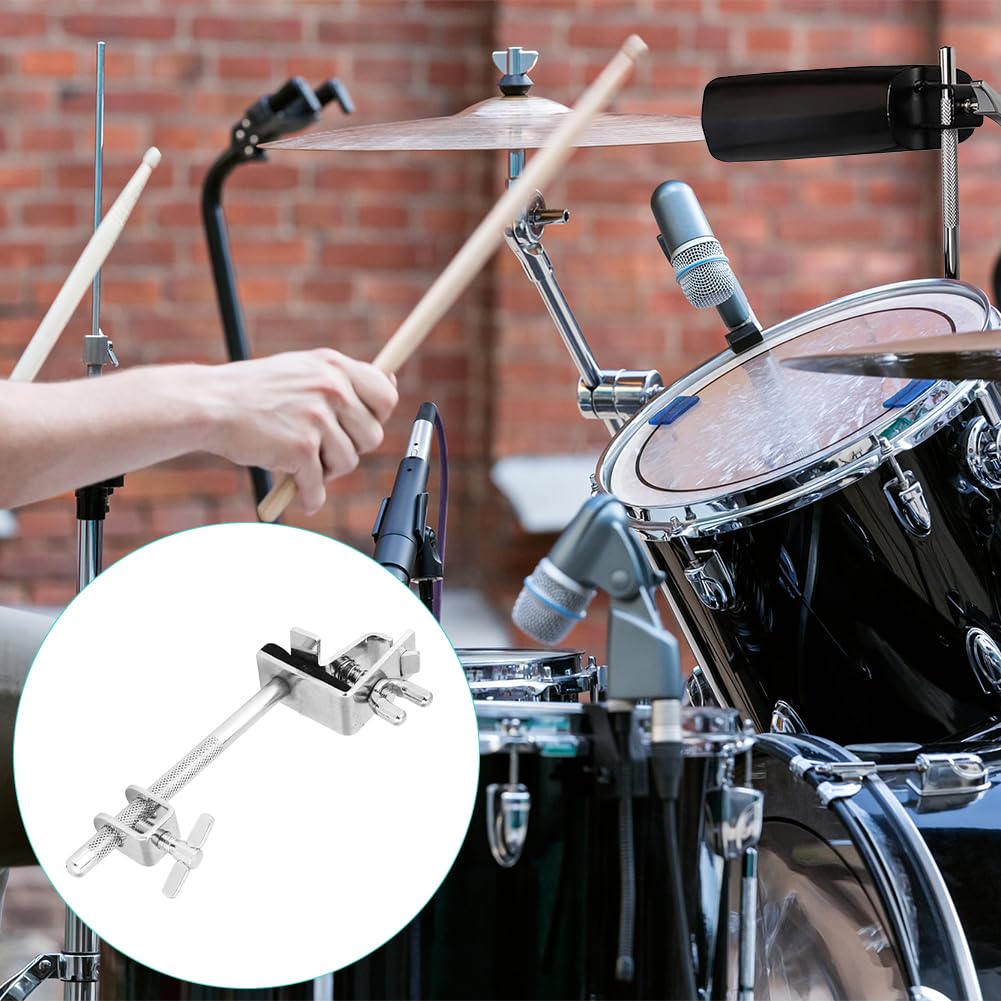 Supporto per Campanaccio, Snare Stand, Campana Morsetto, Grancassa Cowbell Hoop Jazz Drum Strumenti Tamburo Metallo Telaio Ganasce ad Azione Parallela di Bloccaggio Percussione Regolabile in Altezza