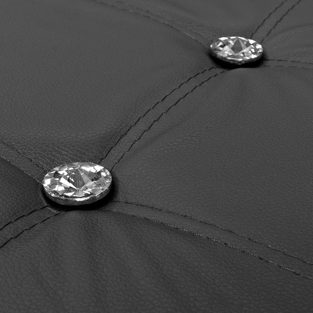 emmevi Cassapanca Contenitore Pouf Panca Portaoggetti Poggiapiedi Similpelle Diamanti 76x38x38 cm Nero