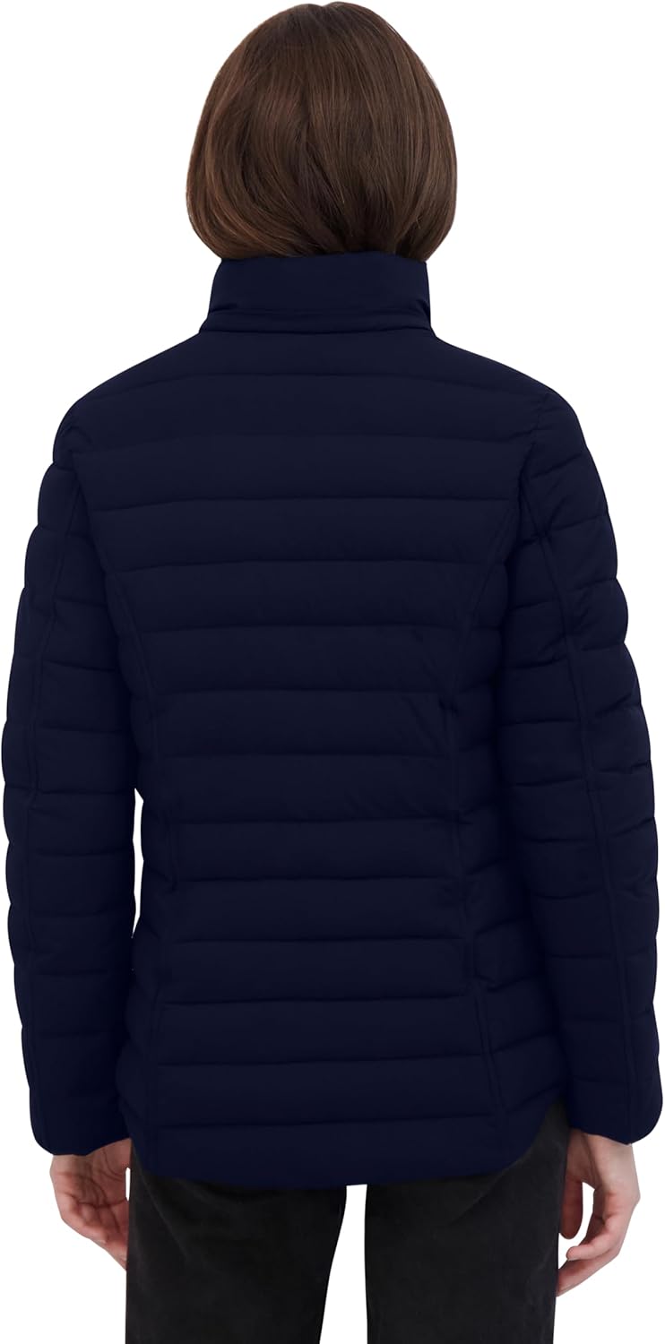 Nautica Women's Short Stretch Puffer Jacket With Fur Hood - Image 5